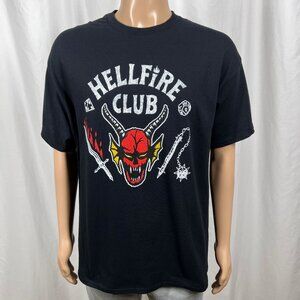 Stranger Things Men's XL Black Red Hellfire Club Short Sleeve Graphic T-Shirt
